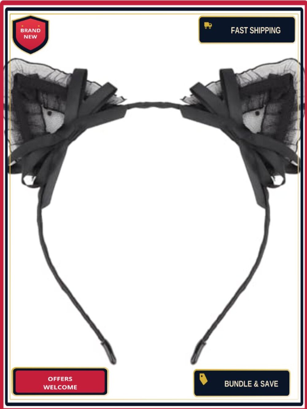 Cat Ears Headband Lace Ribbon Animal Ears Costume Accessory for Girls